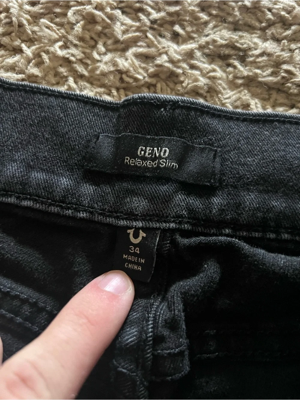 True Religion Black Geno Relaxed Slim Jeans